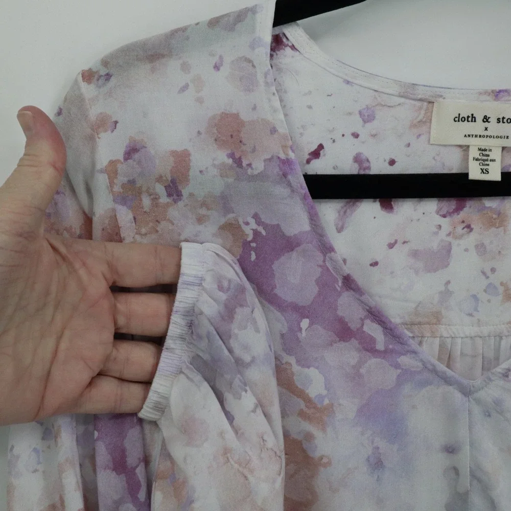 Cloth & Stone Anthropologie Tie Dye Top Womens XS Watercolor Artsy Boho‎ Cottage